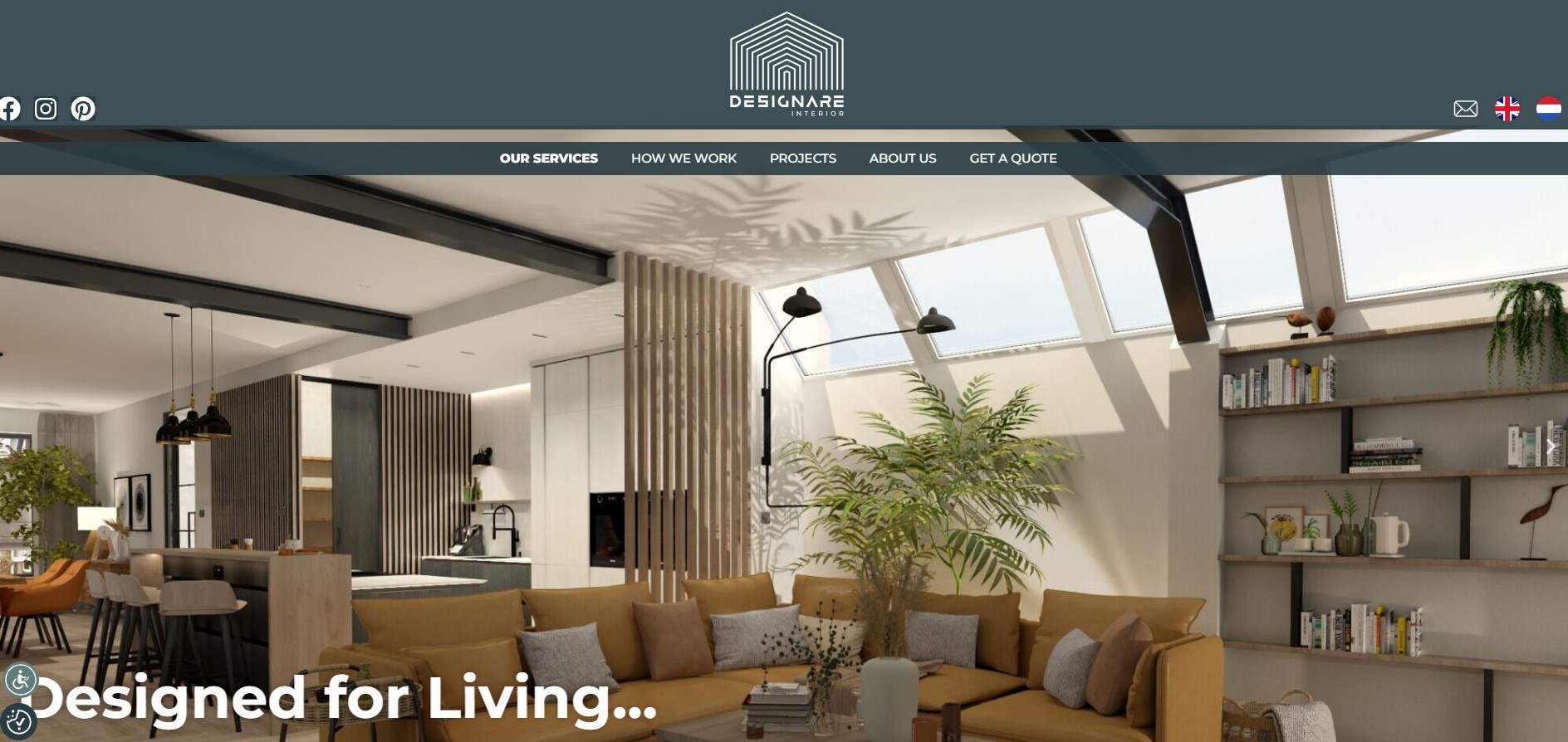Webseite designareinterior.nl Zweisprachige Website für ein Architekturbüro in Haarlem erstellt und Betreuung in SEO, Social Media und Kampagnenmanagement übernommen.