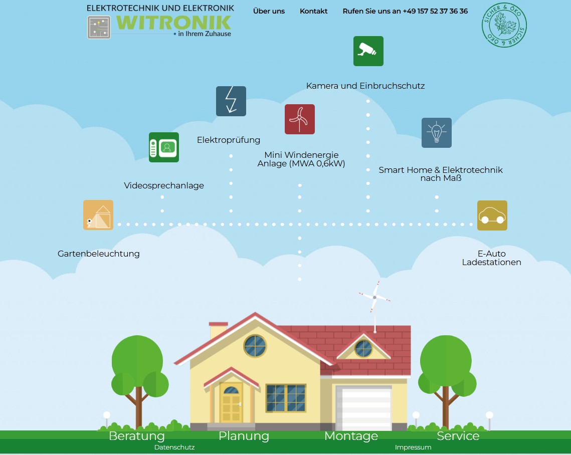 Webseite witronik.com Ich begleite Witronik von der Markenentwicklung bis zur vollständigen Digitalisierung.